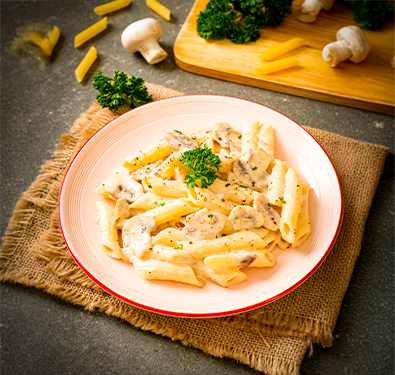  Penne In Mushroom Cheese Sauce 